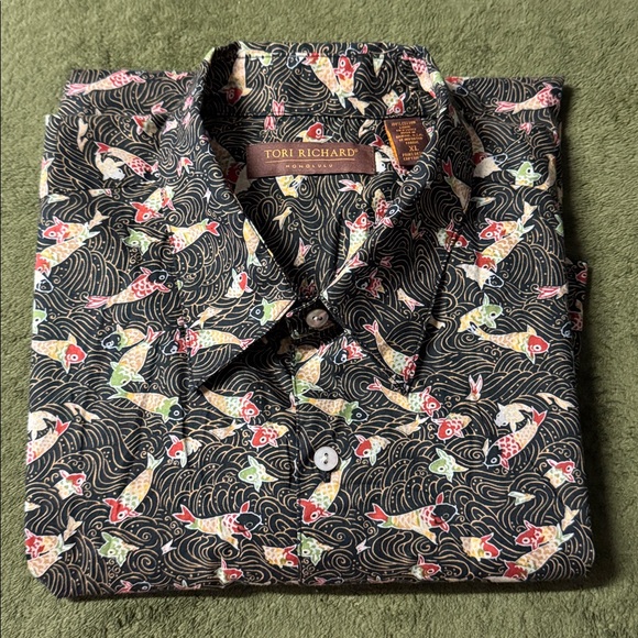 Tori Richard Honolulu Hawaii Aloha Shirt Cotton Lawn Koi Fish Button Down Sz XL - Picture 4 of 14